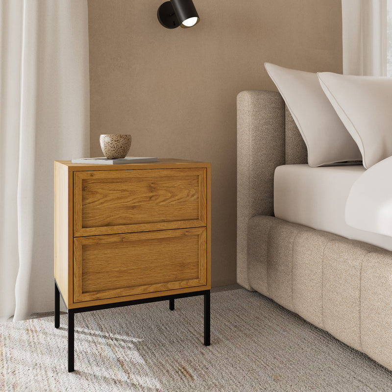 Palmdale Bedside Table with 2 Drawers in Wild Oak – image 7