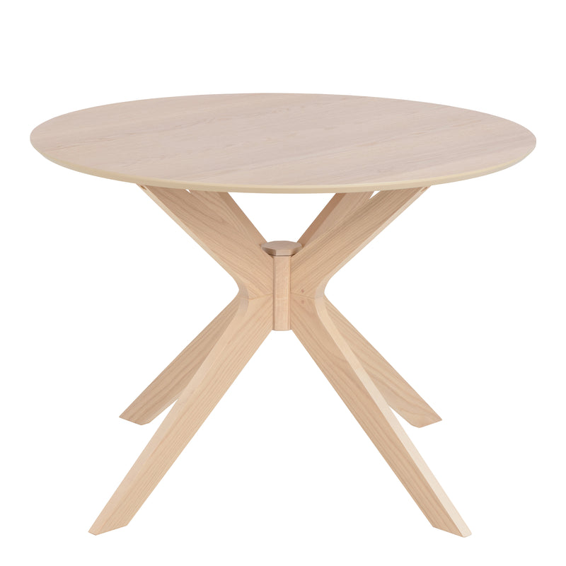 I_Duncan Round Dining Table in White Oak Included 4 Cassandra Dining Chair with Armrest in White Oak – image 3