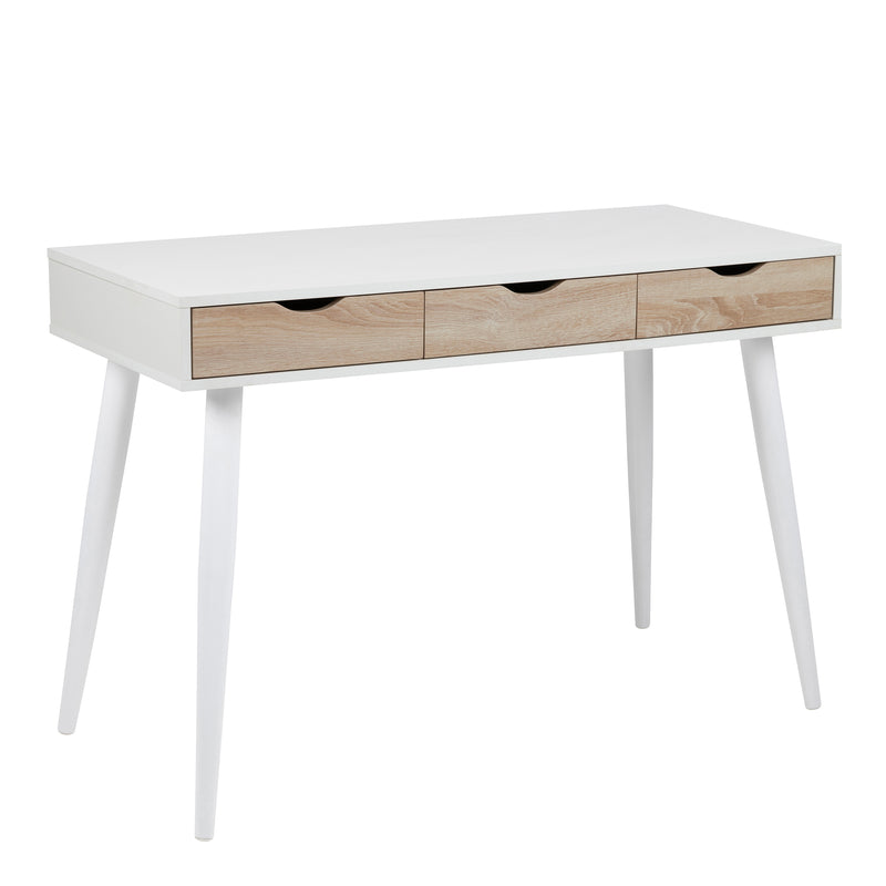 Neptun 3 Drawer Desk with 3 Drawers – White & Oak – image 1