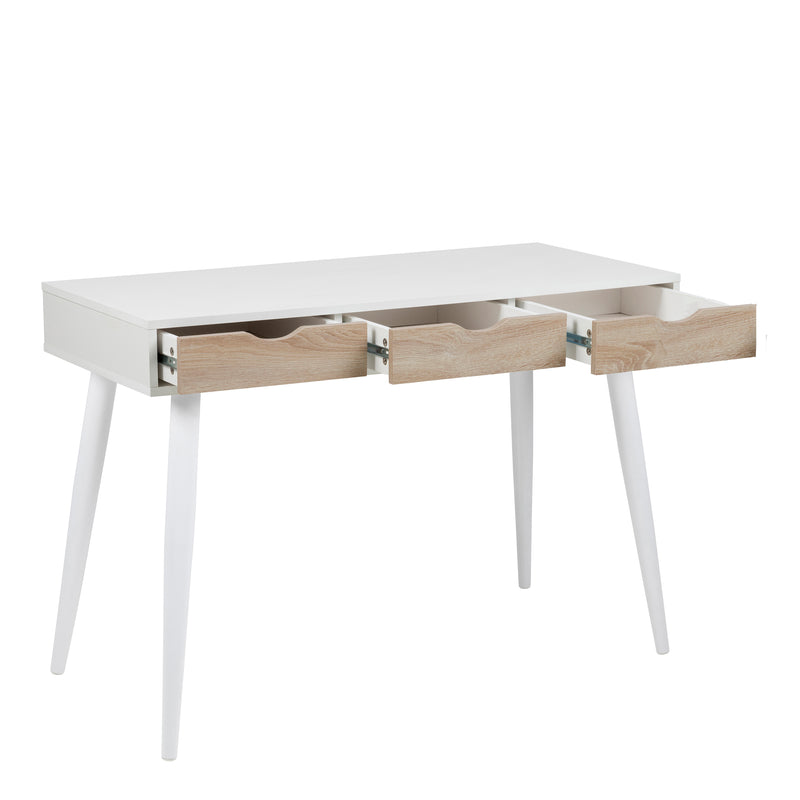Neptun 3 Drawer Desk with 3 Drawers – White & Oak – image 3