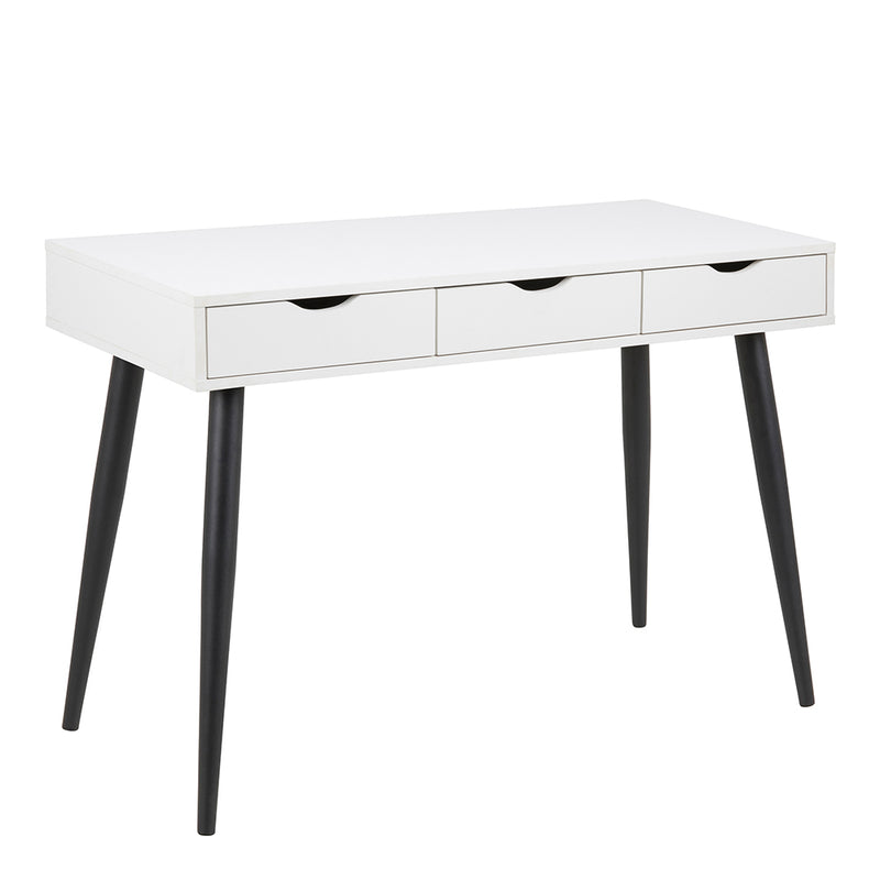 Neptun 3 Drawer Office Desk in White with Black Legs – image 1