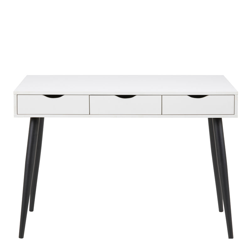Neptun 3 Drawer Office Desk in White with Black Legs – image 2