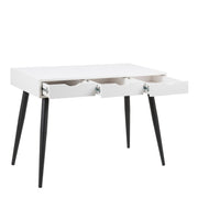 Neptun 3 Drawer Office Desk in White with Black Legs – image 3