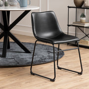 Heaven Round Dining Table with White Polished Marble Top Included 4 I_Oregon Dining Chair In Black with Cream Stitching, – image 9