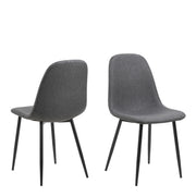 Wilma Dining Table with Oak Top & Black Legs Included 4 Celia Dining Chair in Light Grey – image 4
