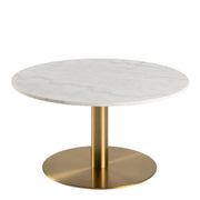 Corby Round Coffee Table with White Polished Marble Top & Gold Base – image 1
