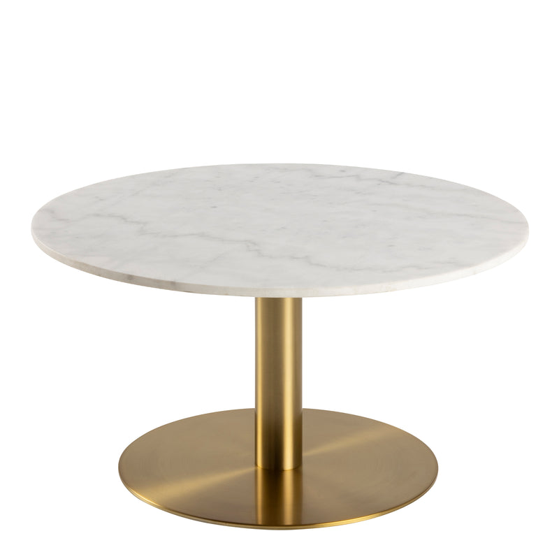 Corby Round Coffee Table with White Polished Marble Top & Gold Base – image 1