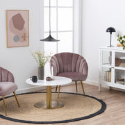 Corby Round Coffee Table with White Polished Marble Top & Gold Base – image 3