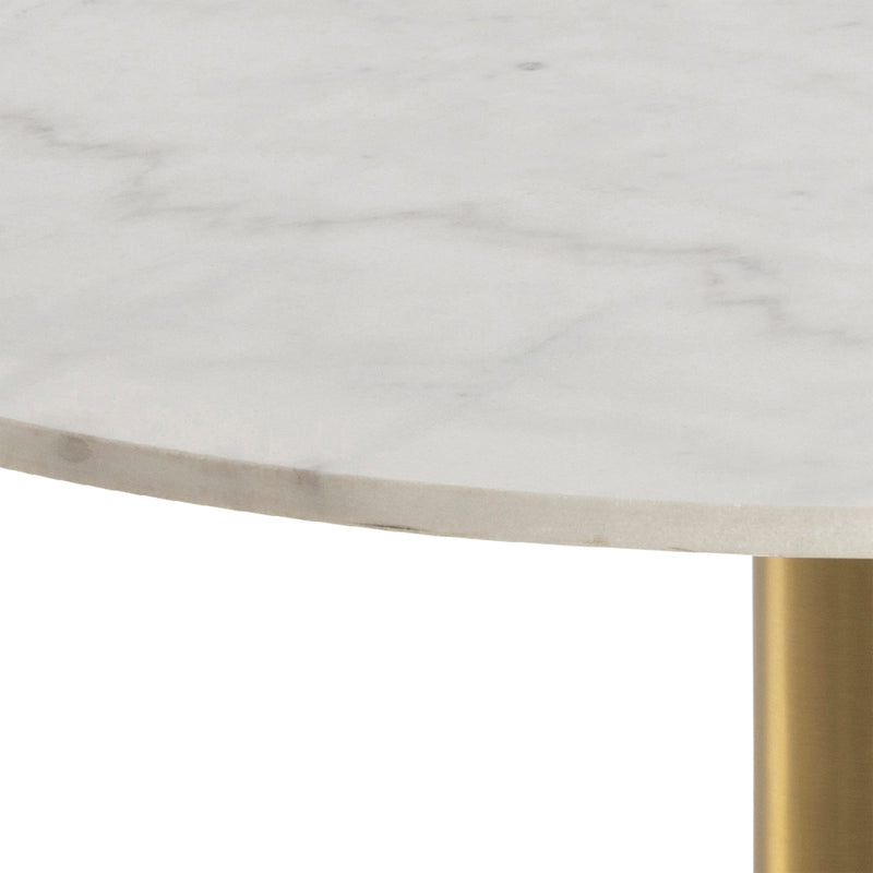 Corby Round Coffee Table with White Polished Marble Top & Gold Base – image 4