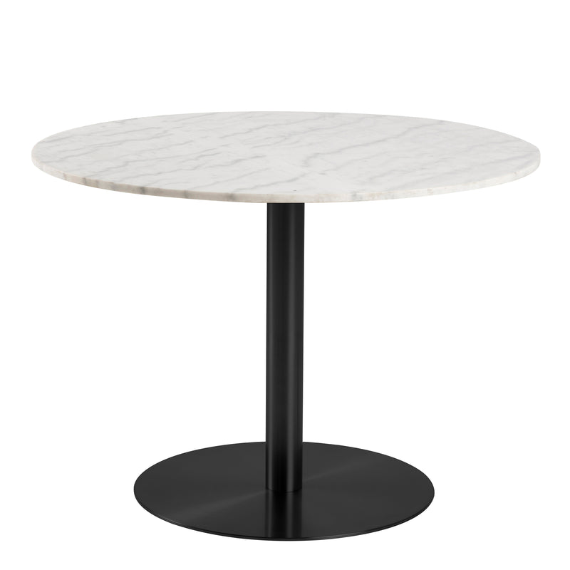 Corby Round Dining Table with White Polished Marble Top & Black Base includes 4 Batilda Dining Chairs in Dark Grey – image 2