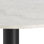 Corby Round Dining Table with White Polished Marble Top & Black Base includes 4 Batilda Dining Chairs in Dark Grey – image 4