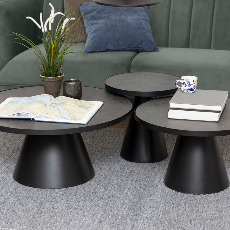 Soli Round Ceramic Coffee Table in Black 45,7x45cm – image 3