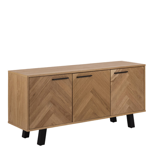 Brighton 3 Door Sideboard in Oak with Herringbone Effect – image 1