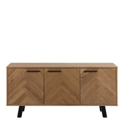 Brighton 3 Door Sideboard in Oak with Herringbone Effect – image 2