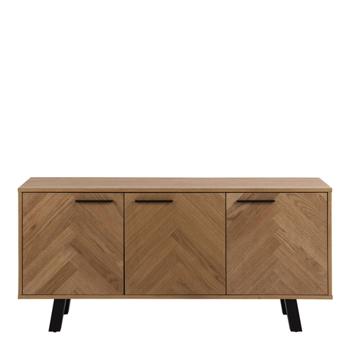 Brighton 3 Door Sideboard in Oak with Herringbone Effect – image 2
