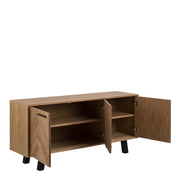 Brighton 3 Door Sideboard in Oak with Herringbone Effect – image 4