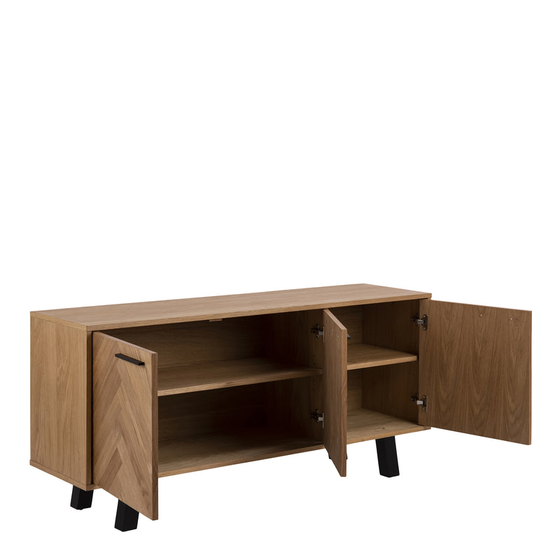 Brighton 3 Door Sideboard in Oak with Herringbone Effect – image 4