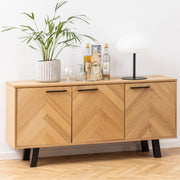 Brighton 3 Door Sideboard in Oak with Herringbone Effect – image 6