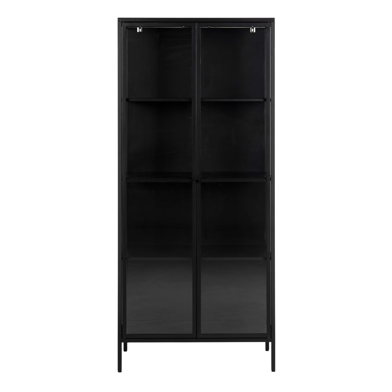 Newcastle Tall 2 Door Display Cabinet in Matt Black – image 2