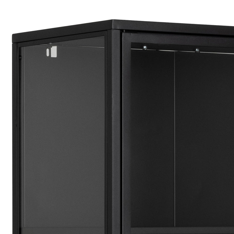 Newcastle Tall 2 Door Display Cabinet in Matt Black – image 7