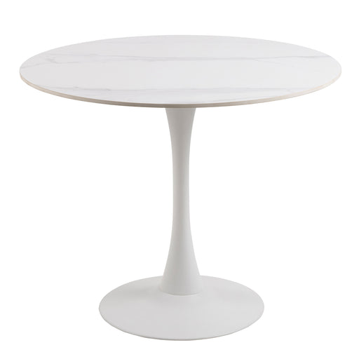 Malta Ceramic Round Dining Table – White – image 1