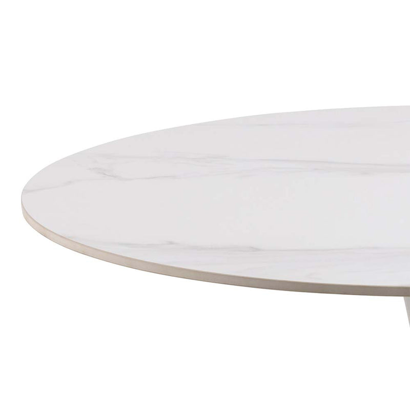 Malta Ceramic Round Dining Table – White – image 4