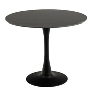 Malta Ceramic Round Dining Table in Black 90x75cm Included 4 Celia Dining Chair in Light Grey – image 2