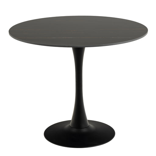 Malta Ceramic Round Dining Table in Black 90x75cm Included 4 Celia Dining Chair in Light Grey – image 2