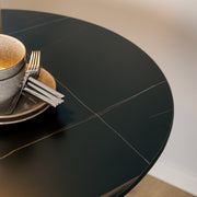Malta Ceramic Round Dining Table in Black 90x75cm Included 4 Celia Dining Chair in Light Grey – image 3