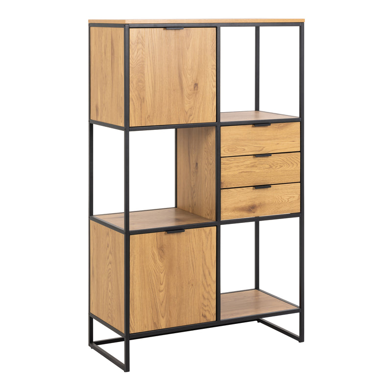 Swindon Bookcase with 2 Doors, 3 Drawers and 1 Shelves in Black – image 1