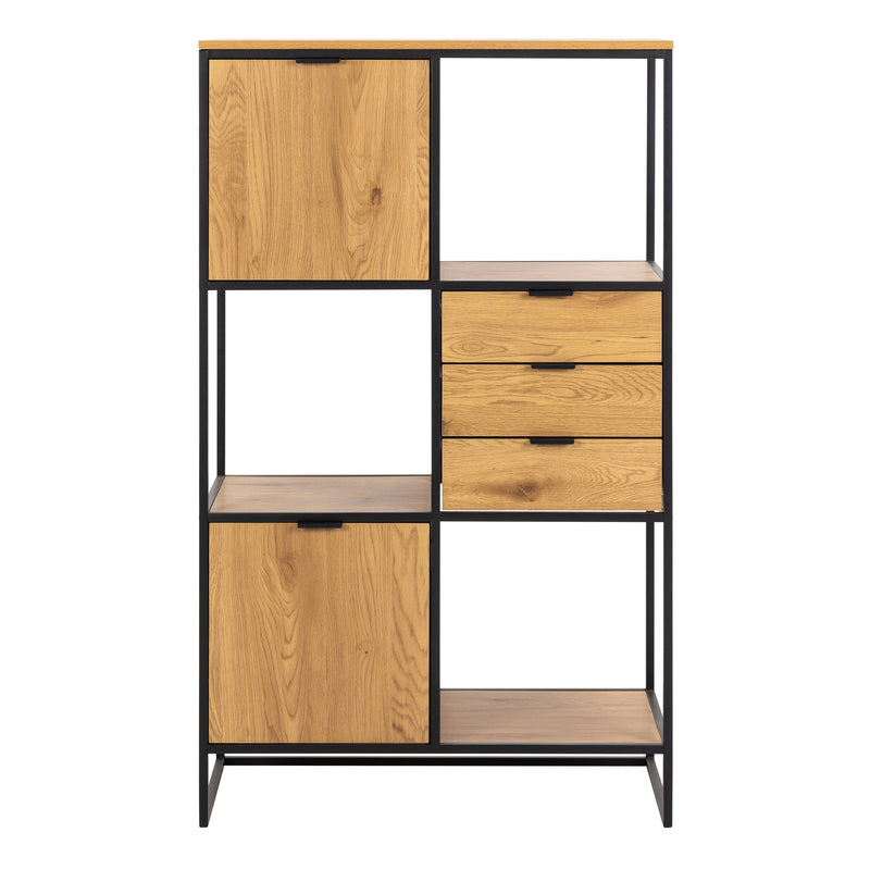 Swindon Bookcase with 2 Doors, 3 Drawers and 1 Shelves in Black – image 2