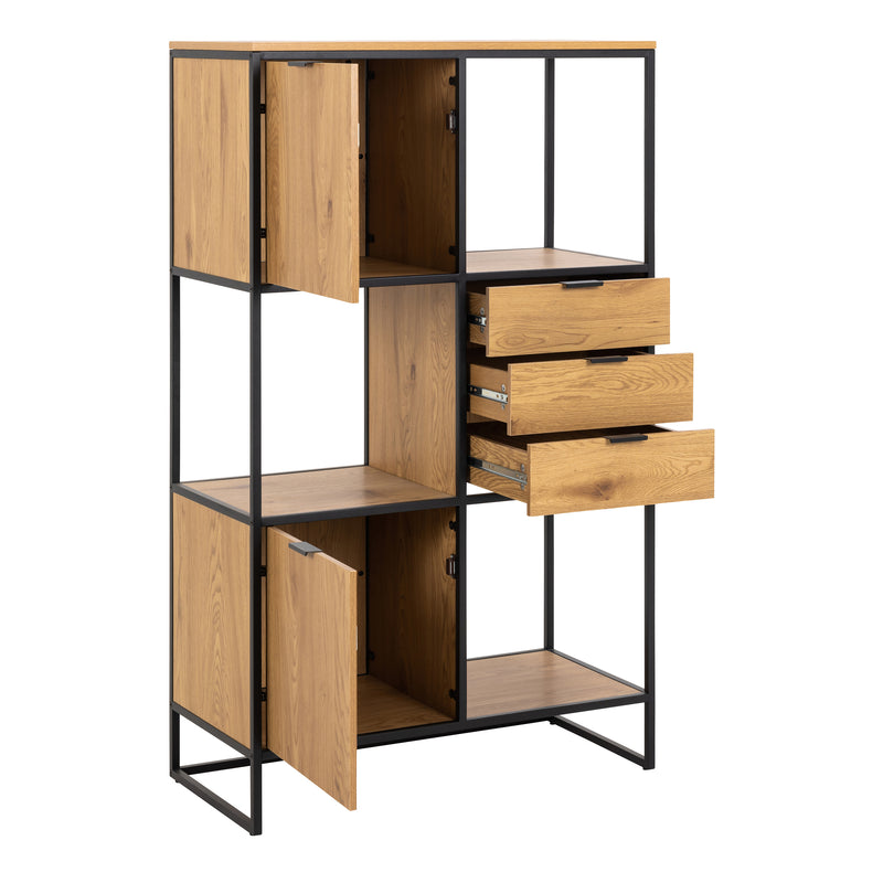 Swindon Bookcase with 2 Doors, 3 Drawers and 1 Shelves in Black – image 4