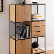 Swindon Bookcase with 2 Doors, 3 Drawers and 1 Shelves in Black – image 6
