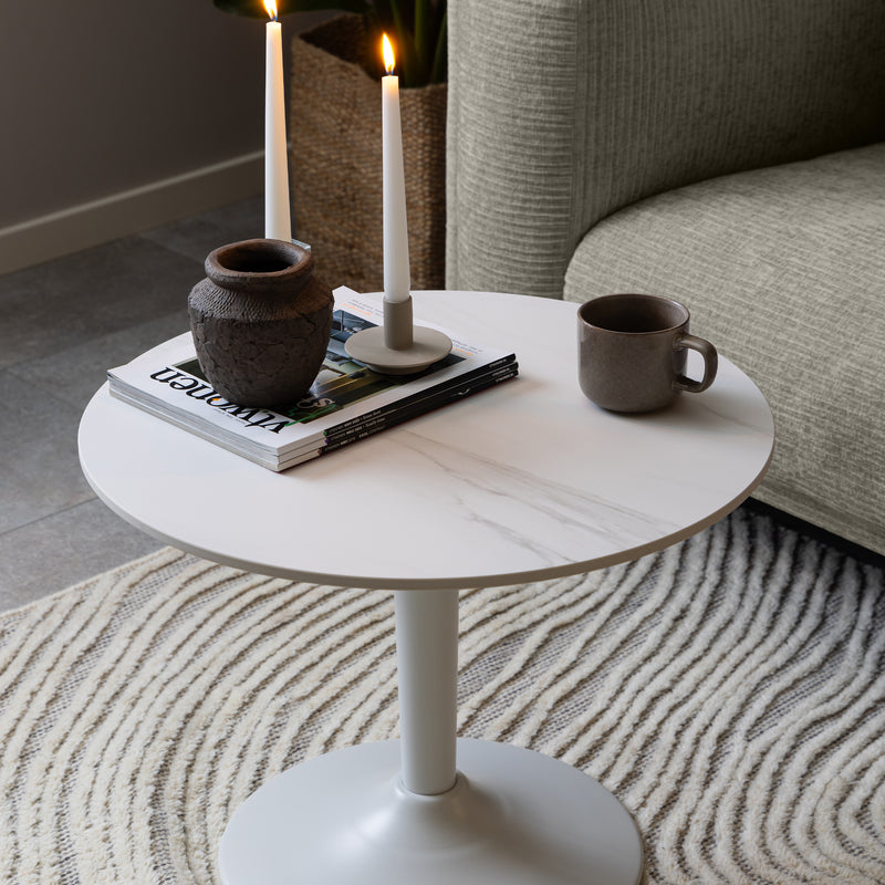 Malta Ceramic Round Coffee Table – White – image 3