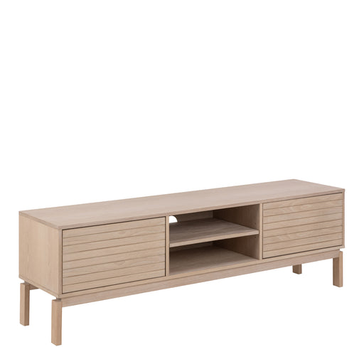 Linley 2 Door TV Unit in White Oak – image 1