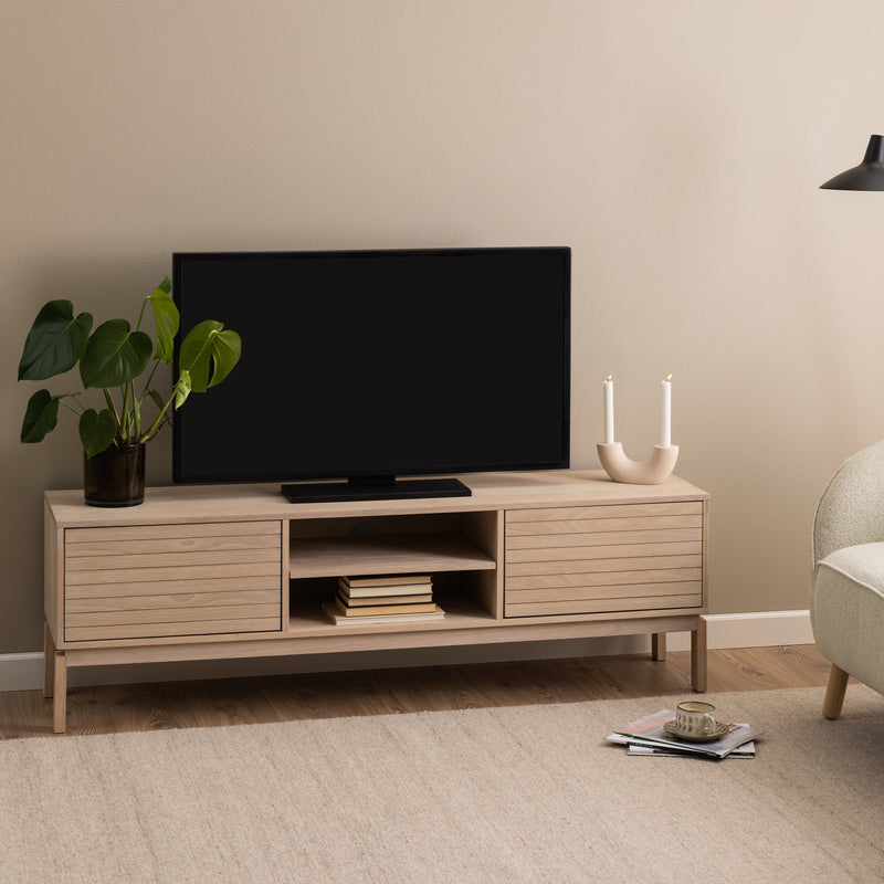 Linley 2 Door TV Unit in White Oak – image 4