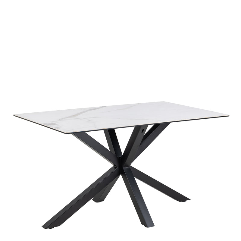Heaven Dining Table with Ceramic White Top 135cm Included 4 Alonso Swivel Cream Dining Chair with Armrest – image 2