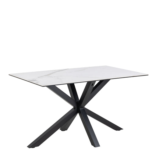Heaven Dining Table with Ceramic White Top 135cm Included 4 Alonso Swivel Cream Dining Chair with Armrest – image 2