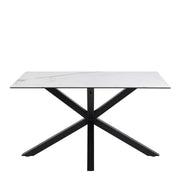 Heaven Dining Table with Ceramic White Top 135cm Included 4 Alonso Swivel Cream Dining Chair with Armrest – image 3