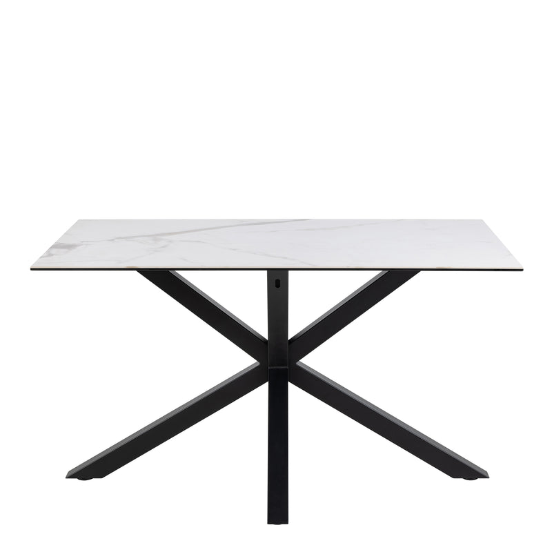 Heaven Dining Table with Ceramic White Top 135cm Included 4 Alonso Swivel Cream Dining Chair with Armrest – image 3