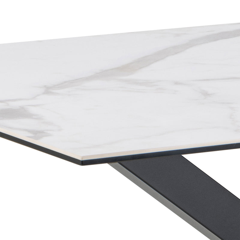 Heaven Dining Table with Ceramic White Top 135cm Included 4 Alonso Swivel Cream Dining Chair with Armrest – image 4