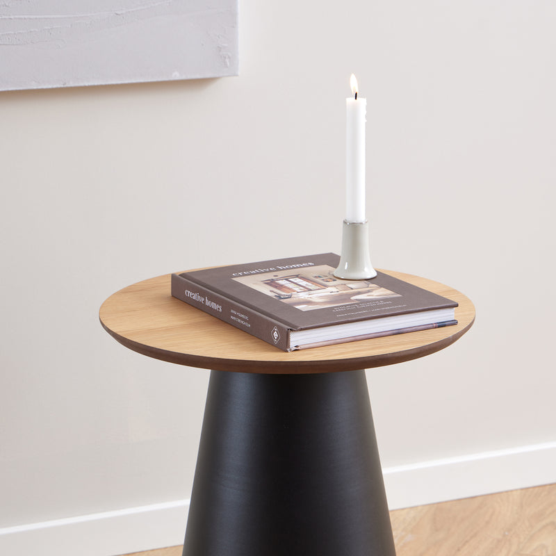Soli Round Coffee Table in Oak/Black 45x48cm – image 4