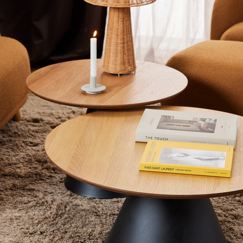 Soli Round Coffee Table in Oak/Black 85x40cm – image 4