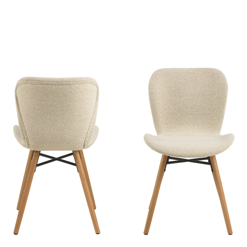 Batilda Dining Chair Set of 2 – Cream & Oak – image 2