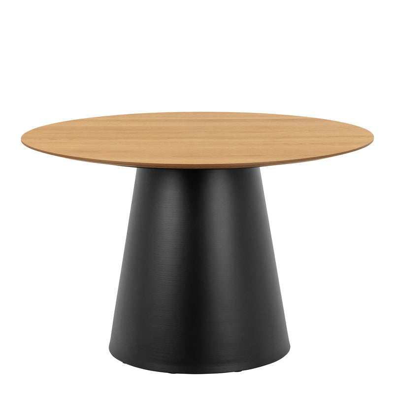 Soli Round Dining Table in Oak/Black 120x75cm Included 4 Darlene Dining Chair with Armrest and Swivel Function in Green – image 3