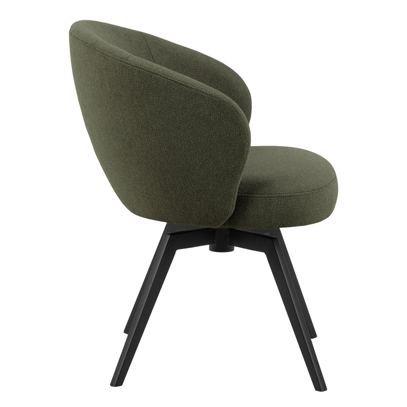 Soli Round Dining Table in Oak/Black 120x75cm Included 4 Darlene Dining Chair with Armrest and Swivel Function in Green – image 7
