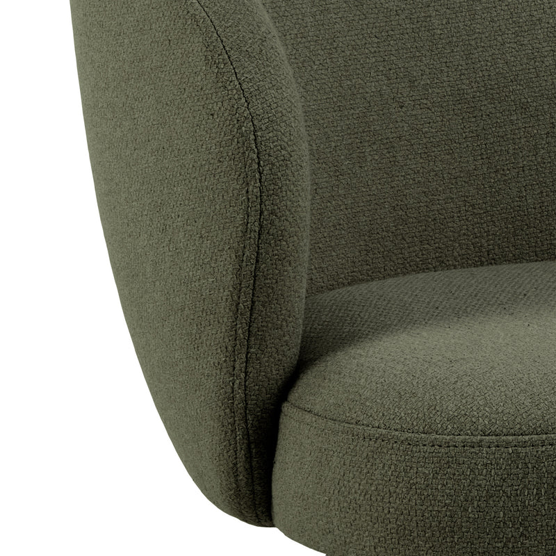Soli Round Dining Table in Oak/Black 120x75cm Included 4 Darlene Dining Chair with Armrest and Swivel Function in Green – image 9