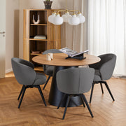 Soli Round Dining Table in Oak/Black 120x75cm Included 4 Darlene Dining Chair with Armrest and Swivel Function in Grey – image 1