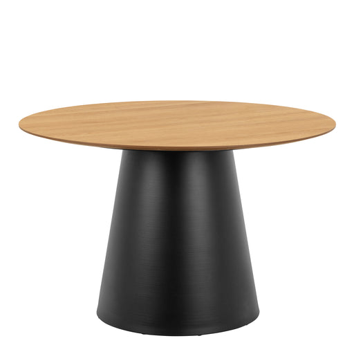 Soli Round Dining Table in Oak/Black 120x75cm Included 4 Darlene Dining Chair with Armrest and Swivel Function in Grey – image 2