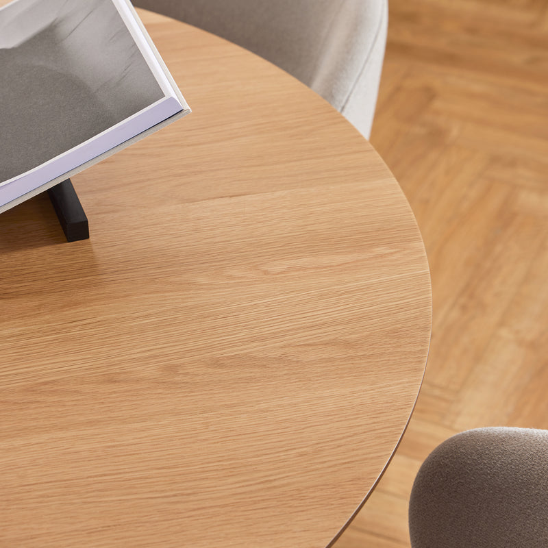 Soli Round Dining Table in Oak/Black 120x75cm Included 4 Darlene Dining Chair with Armrest and Swivel Function in Grey – image 4